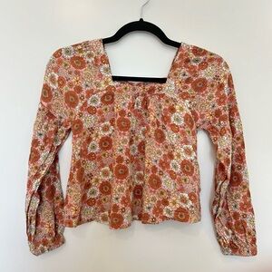 Levi’s Floral Woven Flowy Pullover long sleeve shirt girls size medium Womens XS